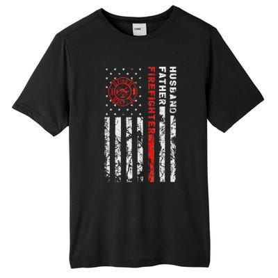 Firefighter Husband Father Fireman Fathers Day Gift For Dad Tall Fusion ChromaSoft Performance T-Shirt