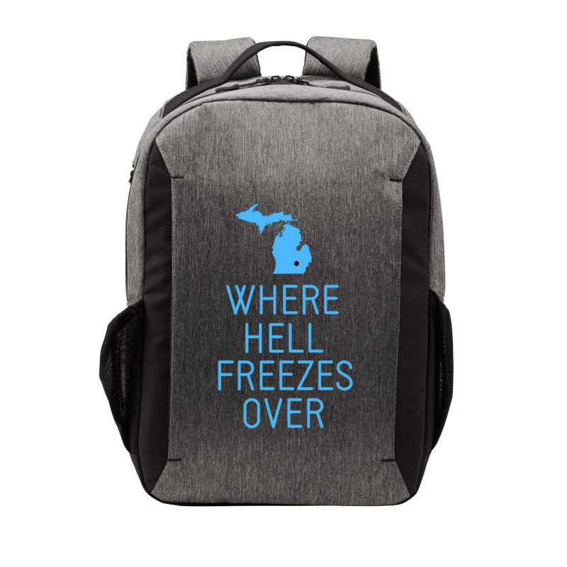 Funny Hell Freezes Michigan Michigander Great Lakes Map Gift Vector Backpack