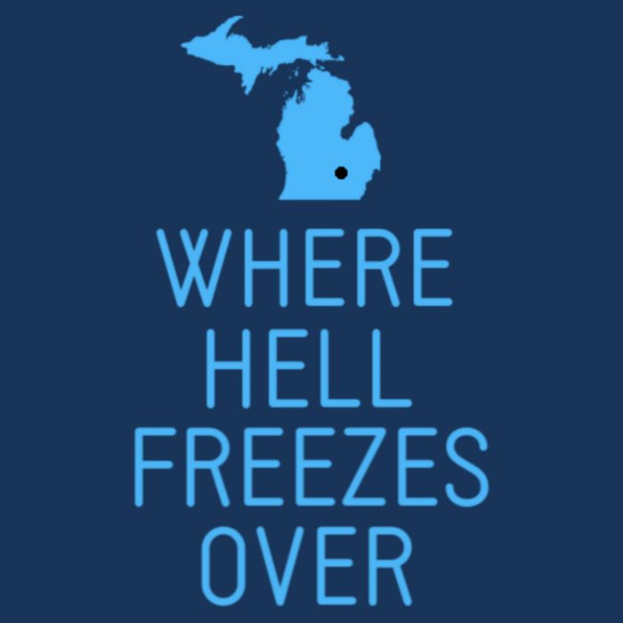 Funny Hell Freezes Michigan Michigander Great Lakes Map Gift 16 in Basic Backpack