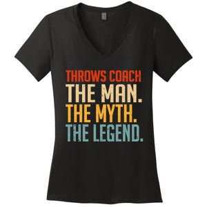 Fun Hilarious Funny Track & Field Throwing Throws Coach Women's V-Neck T-Shirt