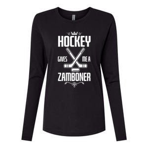 Funny Hockey Fan Hockey Gives Me A Zamboner Gift Womens Cotton Relaxed Long Sleeve T-Shirt