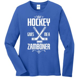 Funny Hockey Fan Hockey Gives Me A Zamboner Gift Ladies Long Sleeve Shirt