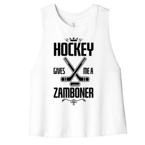 Funny Hockey Fan Hockey Gives Me A Zamboner Gift Women's Racerback Cropped Tank