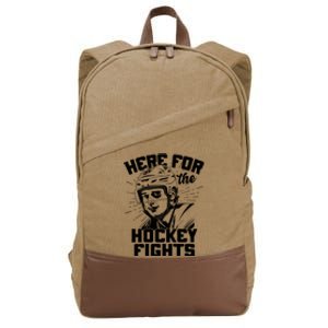 Funny Here For The Hockey Fights Cotton Canvas Backpack