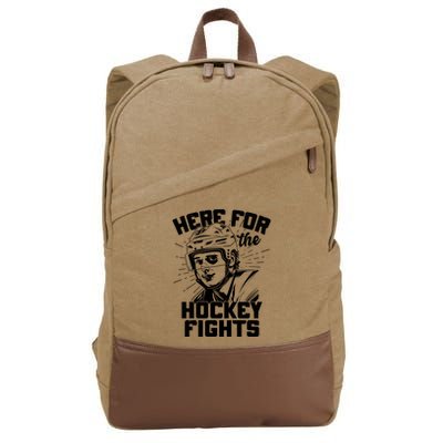 Funny Here For The Hockey Fights Cotton Canvas Backpack