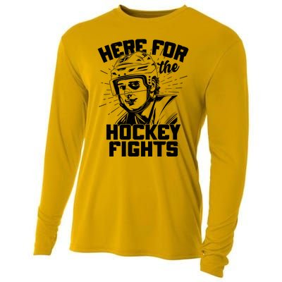 Funny Here For The Hockey Fights Cooling Performance Long Sleeve Crew