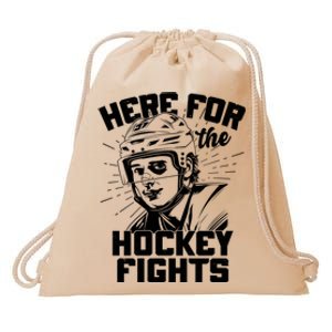 Funny Here For The Hockey Fights Drawstring Bag