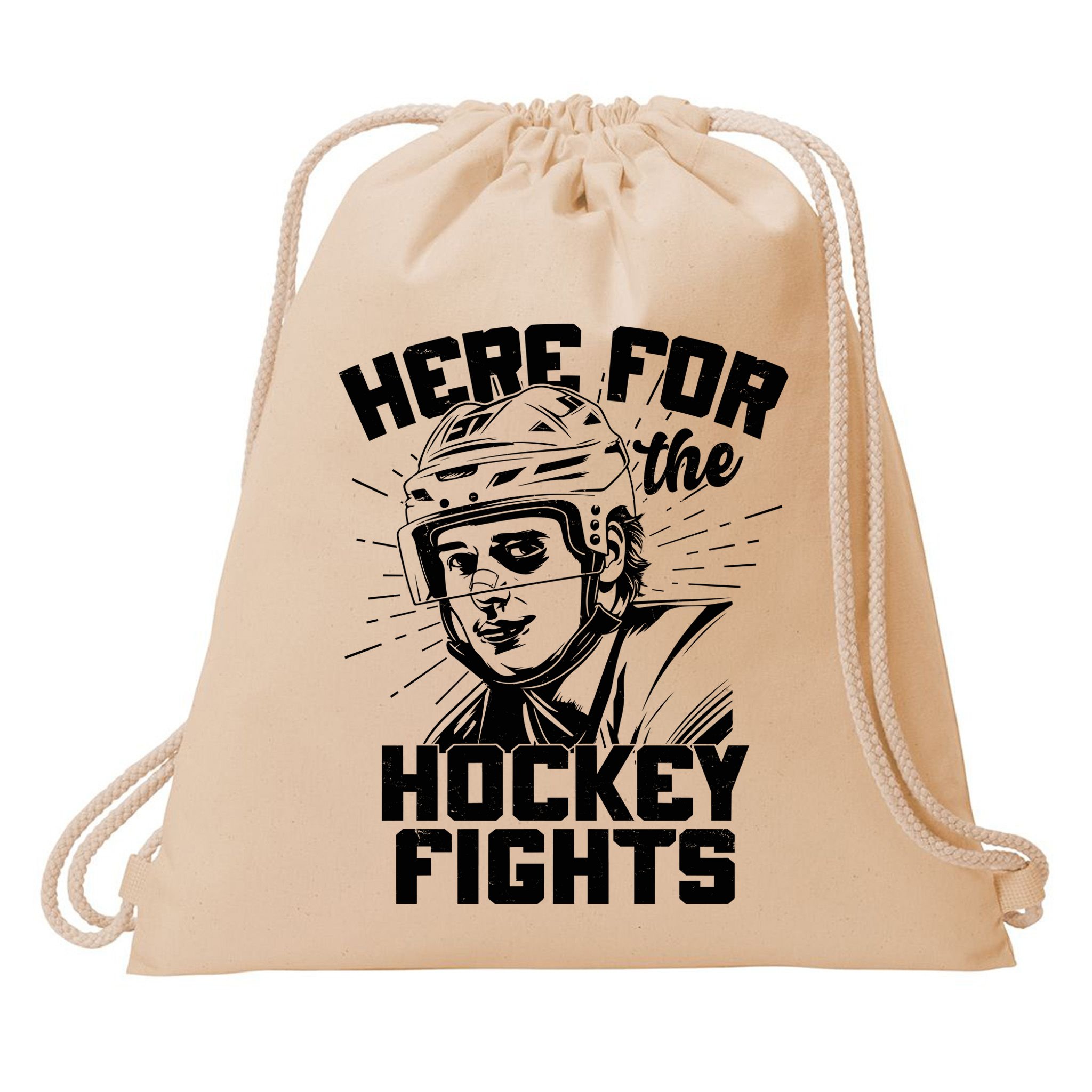 Funny Here For The Hockey Fights Drawstring Bag