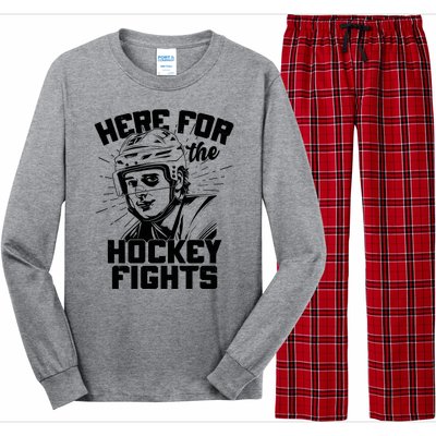 Funny Here For The Hockey Fights Long Sleeve Pajama Set