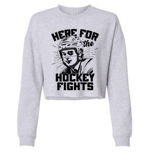 Funny Here For The Hockey Fights Cropped Pullover Crew