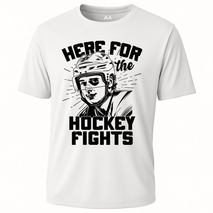 Funny Here For The Hockey Fights Cooling Performance Crew T-Shirt