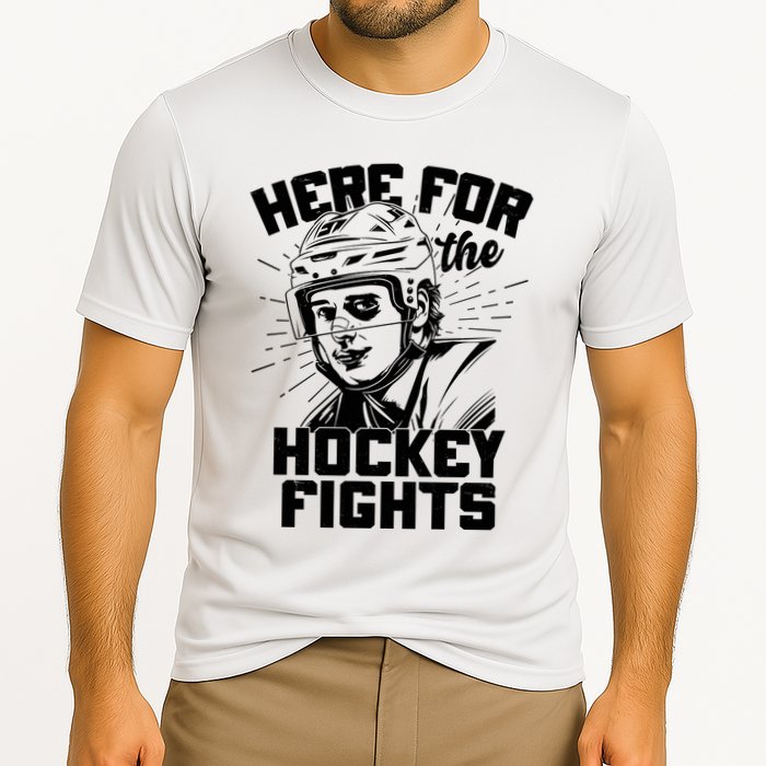 Funny Here For The Hockey Fights Cooling Performance Crew T-Shirt
