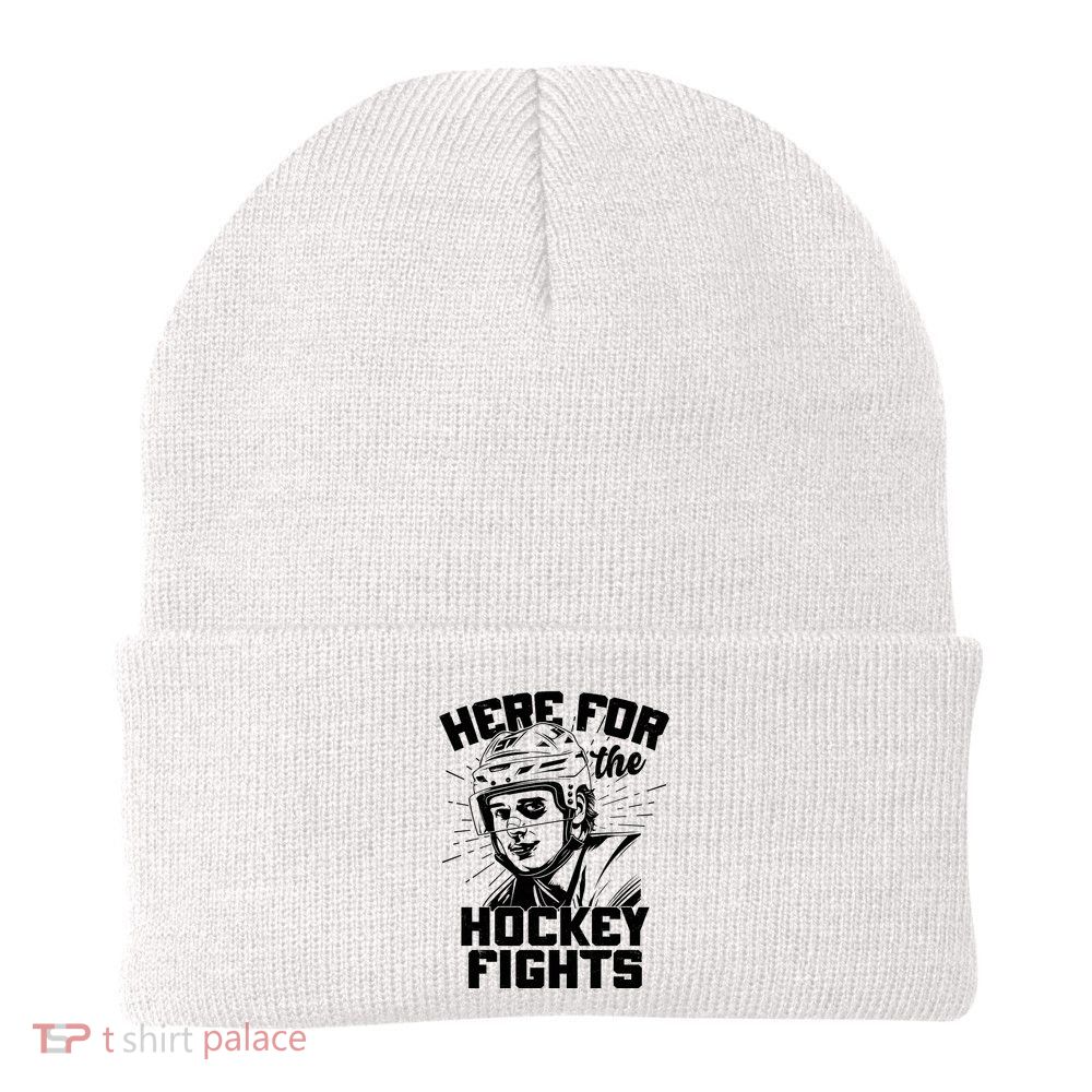Funny Here For The Hockey Fights Knit Cap Winter Beanie