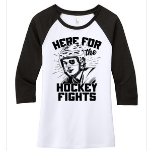 Funny Here For The Hockey Fights Women's Tri-Blend 3/4-Sleeve Raglan Shirt