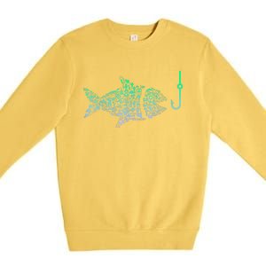 Fish Hook Fishing Icon For Fisherman Funny Fishing Gift Premium Crewneck Sweatshirt