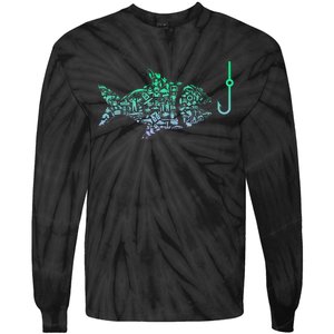 Fish Hook Fishing Icon For Fisherman Funny Fishing Gift Tie-Dye Long Sleeve Shirt