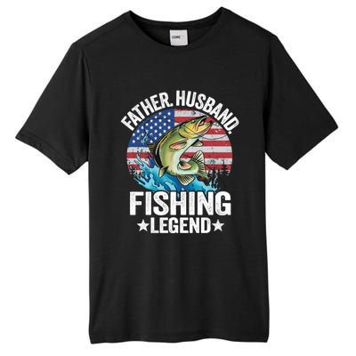 Father Husband Fishing Legend American Flag Dad Fishing Great Gift Tall Fusion ChromaSoft Performance T-Shirt