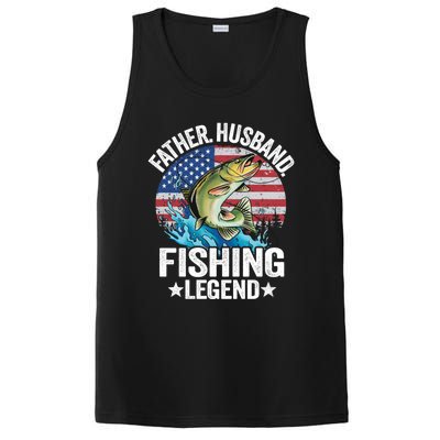 Father Husband Fishing Legend American Flag Dad Fishing Great Gift PosiCharge Competitor Tank