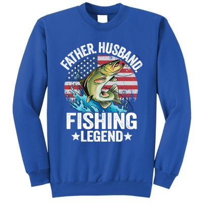 Father Husband Fishing Legend American Flag Dad Fishing Great Gift Sweatshirt