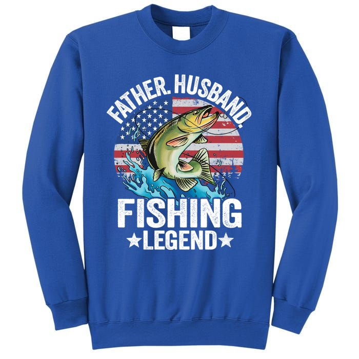 Father Husband Fishing Legend American Flag Dad Fishing Great Gift Sweatshirt