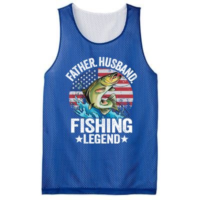 Father Husband Fishing Legend American Flag Dad Fishing Great Gift Mesh Reversible Basketball Jersey Tank