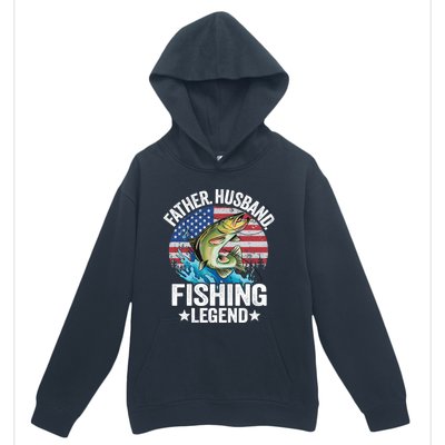 Father Husband Fishing Legend American Flag Dad Fishing Great Gift Urban Pullover Hoodie