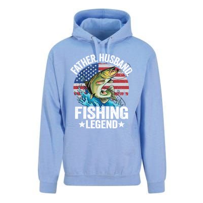 Father Husband Fishing Legend American Flag Dad Fishing Great Gift Unisex Surf Hoodie