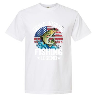 Father Husband Fishing Legend American Flag Dad Fishing Great Gift Garment-Dyed Heavyweight T-Shirt