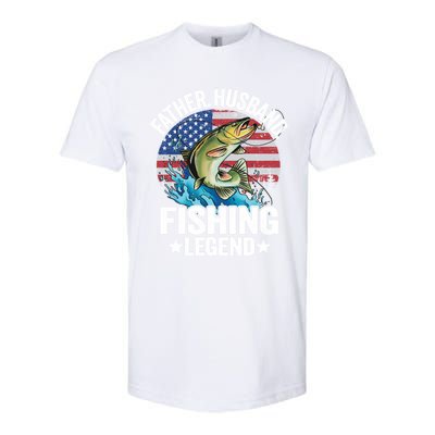 Father Husband Fishing Legend American Flag Dad Fishing Great Gift Softstyle CVC T-Shirt