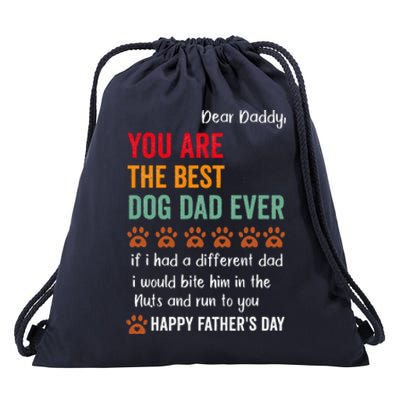 Funny Happy Fathers Day From Dog Treats To Dad Quote Drawstring Bag