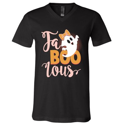 Funny Halloween Fa Boo Lous Ghost V-Neck T-Shirt