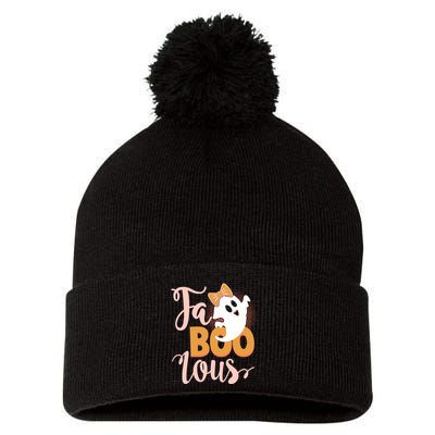 Funny Halloween Fa Boo Lous Ghost Pom Pom 12in Knit Beanie
