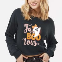 Funny Halloween Fa Boo Lous Ghost Cropped Pullover Crew