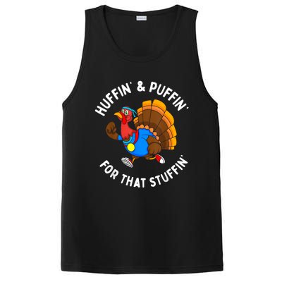 Funny Huffin For That Stuffin Turkey Run Trot Thanksgiving PosiCharge Competitor Tank