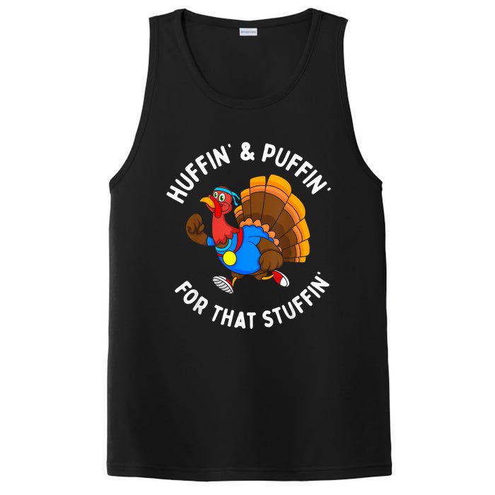 Funny Huffin For That Stuffin Turkey Run Trot Thanksgiving PosiCharge Competitor Tank