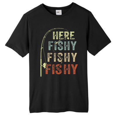 Fishing Here Fishy Bass Fish Funny Tall Fusion ChromaSoft Performance T-Shirt