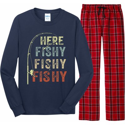 Fishing Here Fishy Bass Fish Funny Long Sleeve Pajama Set