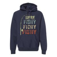 Fishing Here Fishy Bass Fish Funny Premium Hoodie