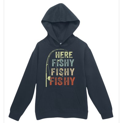 Fishing Here Fishy Bass Fish Funny Urban Pullover Hoodie