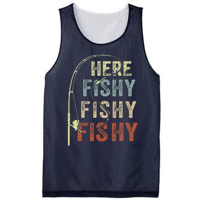 Fishing Here Fishy Bass Fish Funny Mesh Reversible Basketball Jersey Tank