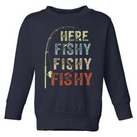 Fishing Here Fishy Bass Fish Funny Toddler Sweatshirt