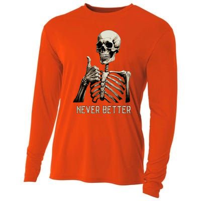 Funny Halloween For Never Better Skeleton Cooling Performance Long Sleeve Crew