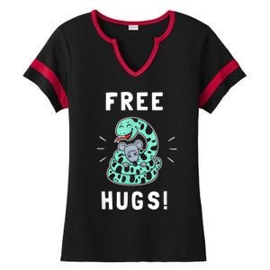 Free Hugs Funny Python Snake Anaconda Joke Ladies Halftime Notch Neck Tee