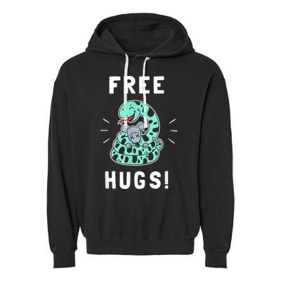 Free Hugs Funny Python Snake Anaconda Joke Garment-Dyed Fleece Hoodie