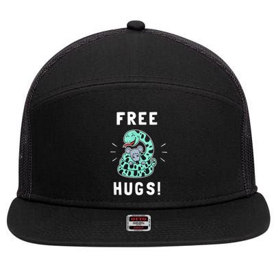 Free Hugs Funny Python Snake Anaconda Joke 7 Panel Mesh Trucker Snapback Hat
