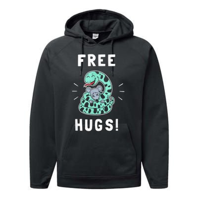 Free Hugs Funny Python Snake Anaconda Joke Performance Fleece Hoodie