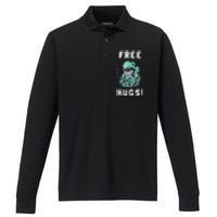 Free Hugs Funny Python Snake Anaconda Joke Performance Long Sleeve Polo