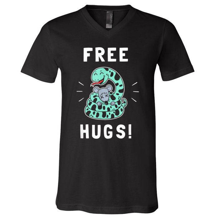 Free Hugs Funny Python Snake Anaconda Joke V-Neck T-Shirt