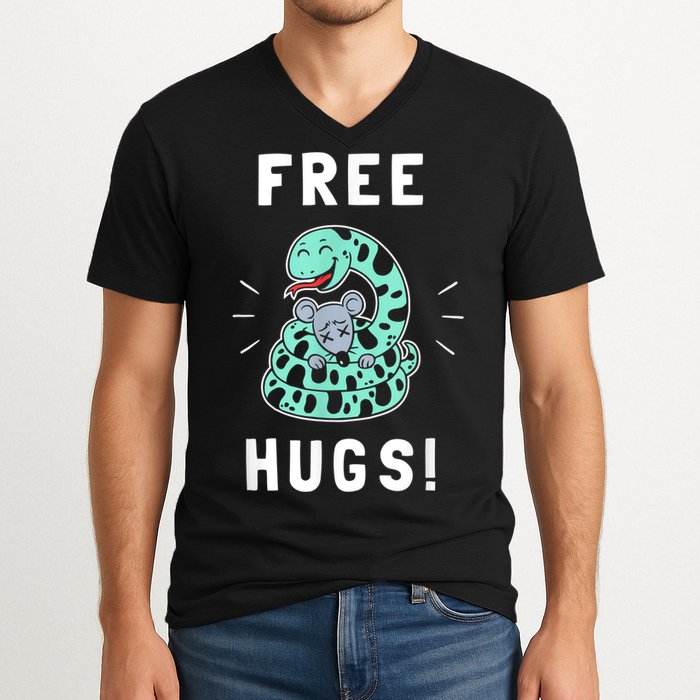 Free Hugs Funny Python Snake Anaconda Joke V-Neck T-Shirt