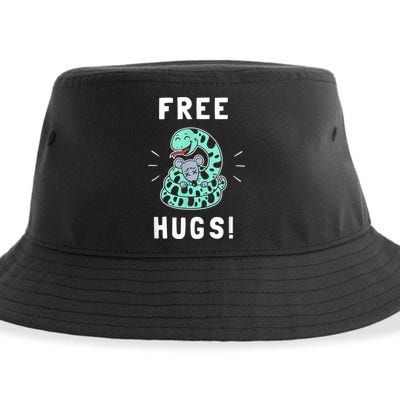 Free Hugs Funny Python Snake Anaconda Joke Sustainable Bucket Hat